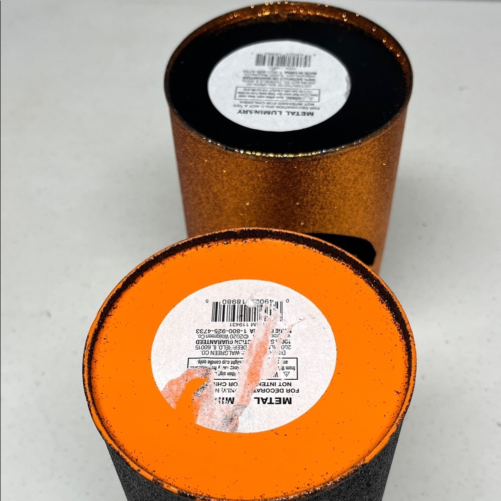 Set of 2 Glitter Jack O Lantern Halloween Buckets Orange Black Decor 7” - Picture 9 of 9